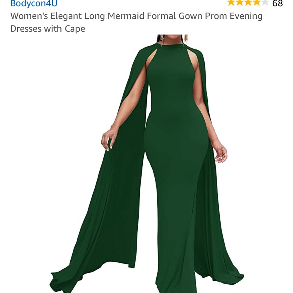 Green Cape dress formal
